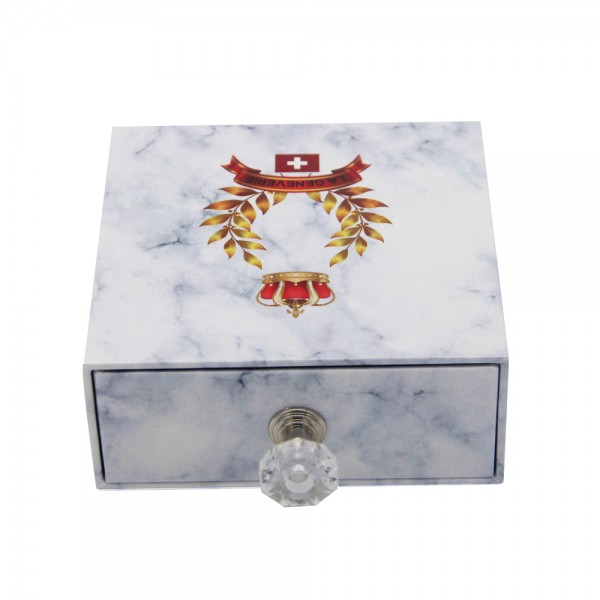 Caixa de joias de papel com gaveta de mármore branco de papelão personalizada