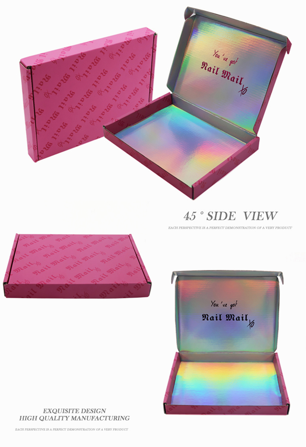 Custom Small 3D Holographic Packaging Shipping Pink Mailer Boxes Guangzhou  Yison Printing Co.,Ltd