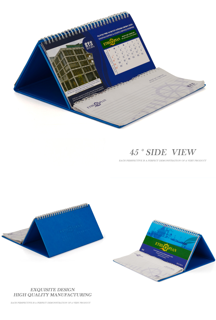 Custom spiral wire‑o bound desk calendar notebook combo