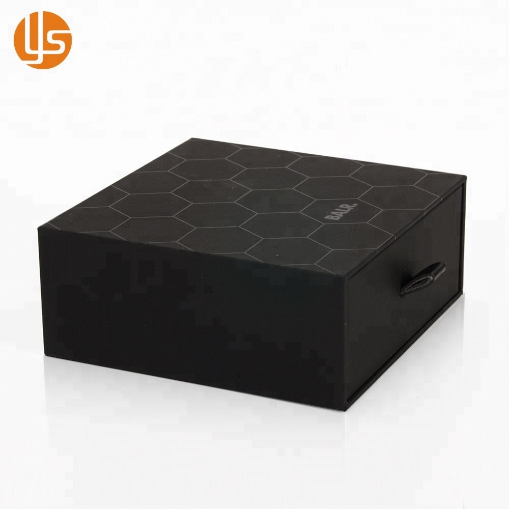 Дешевая персонализированная изготовленная на заказ черная жесткая картонная раздвижная коробка для подарочной упаковки с бумажным ящиком
