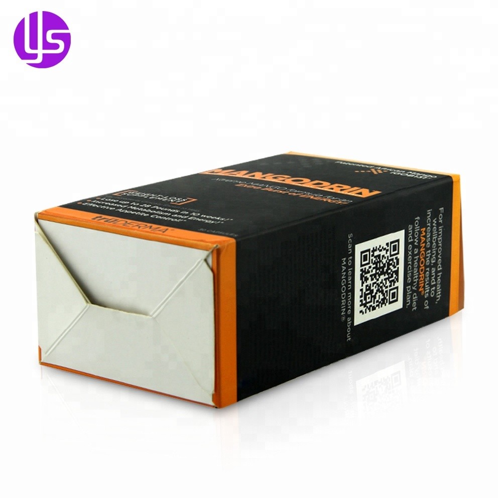 Caja de embalaje de papel de software farmacéutico con fondo bloqueado automático con fondo bloqueado a presión en relieve impreso en color personalizado al por mayor