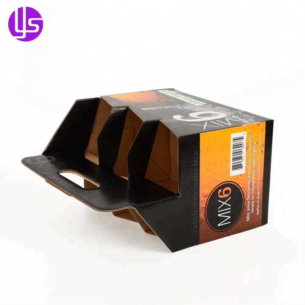 Boîte de transport de bouteille de bière de vin de carton de papier ondulé imprimé par couleur faite sur commande en gros