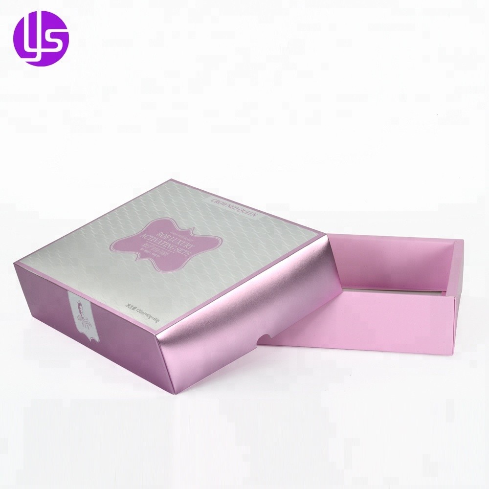 Lift Off Lid Metallic Paper Cardboard Cosmetic Beauty Gift Set Packaging Box