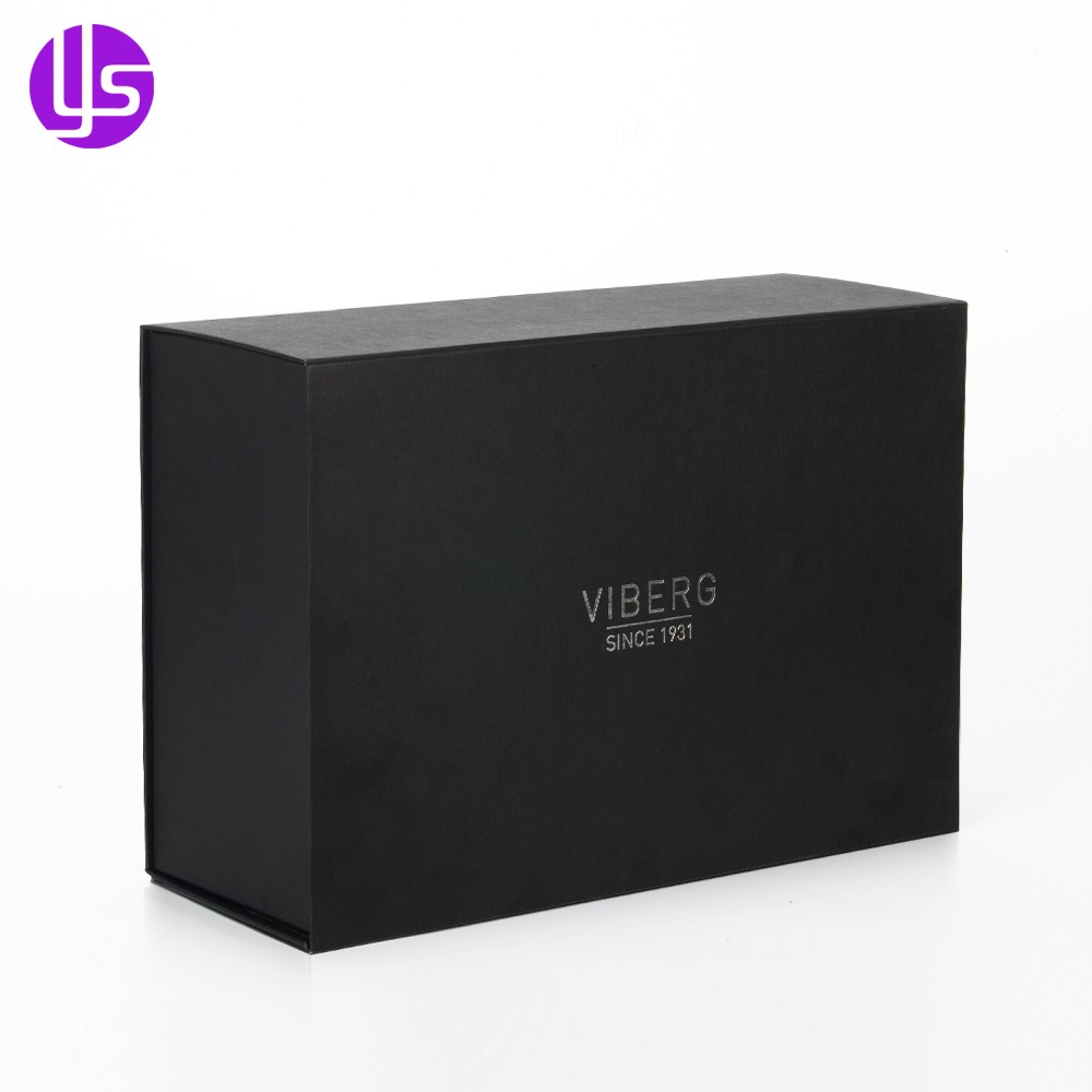 Boîte d'emballage de chaussure de papier pliable en carton cadeau noir personnalisé