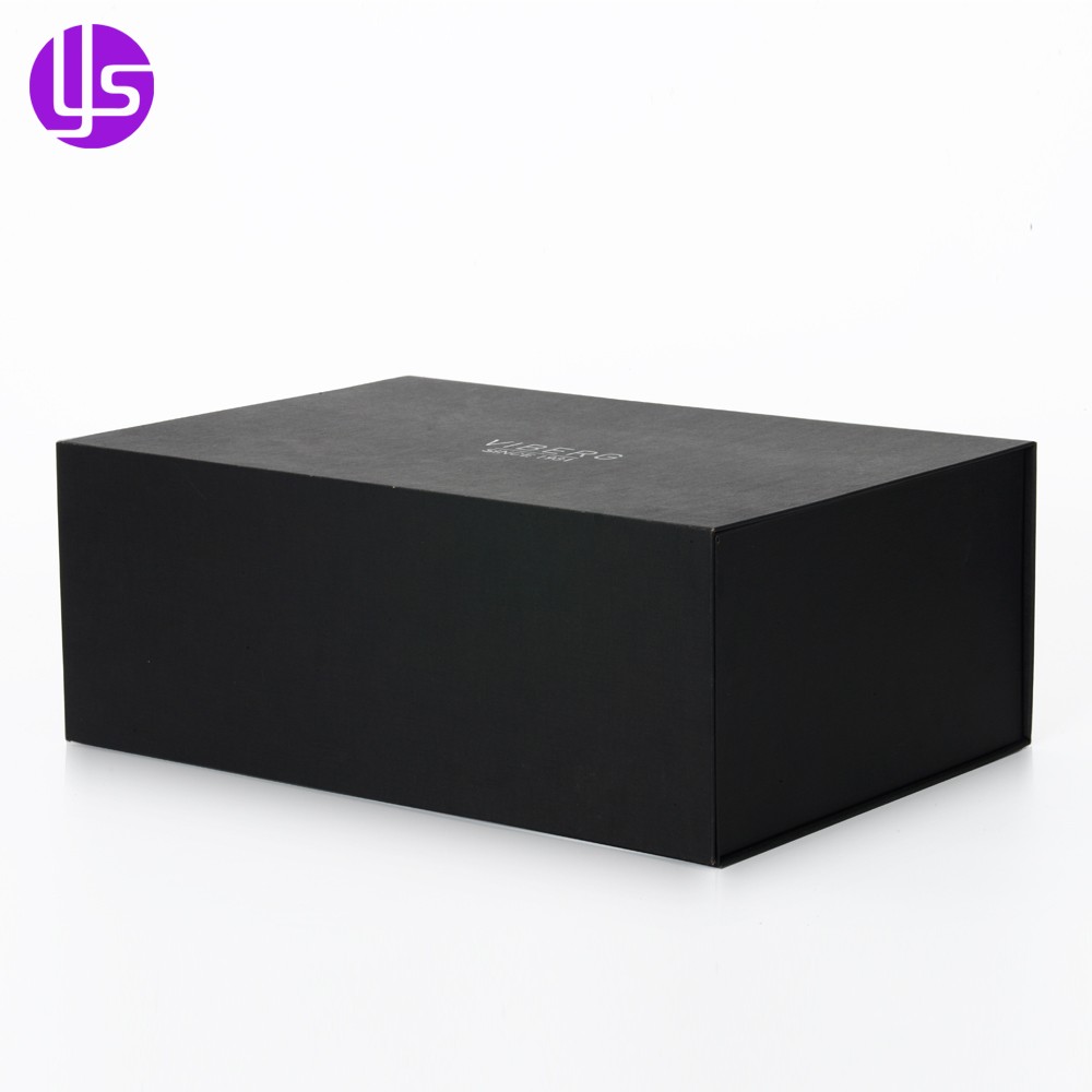 Boîte d'emballage de chaussure de papier pliable en carton cadeau noir personnalisé