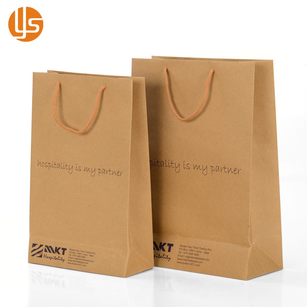 China Manufacturer Wholesale Luxury Handmade Custom Color Print Cheap Garment Shopping Recycle Brown Kraft Paper Bag with Handle