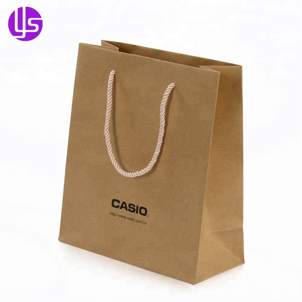 Commerce de gros bon marché décorer écologique personnalisé petit sac en papier artisanal brun avec poignées
