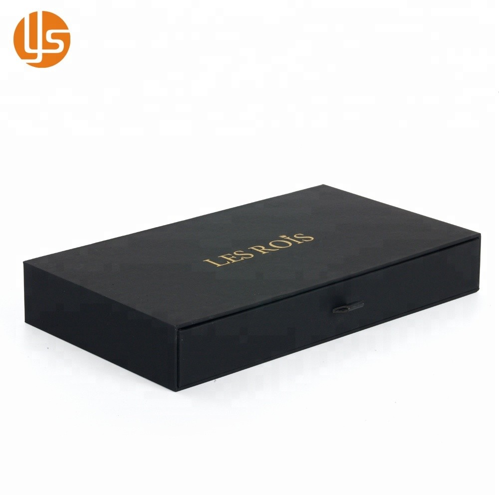 Chine fabricant logo personnalisé de luxe carton rigide or estampage à chaud tiroir emballage papier boîte-cadeau