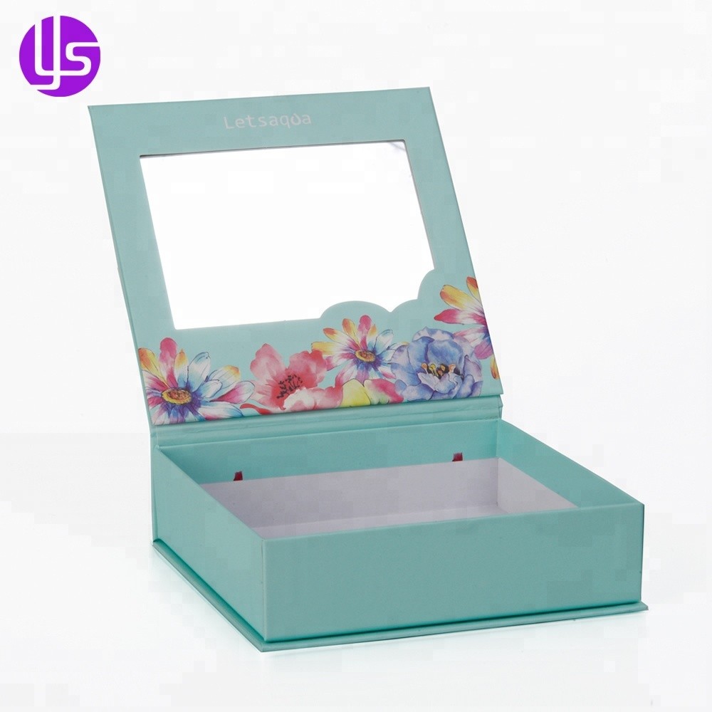 Kleine individuelle Logo-handgefertigte Luxus-Geschenkbox aus starrem Karton mit Magnetverschluss und Spiegel