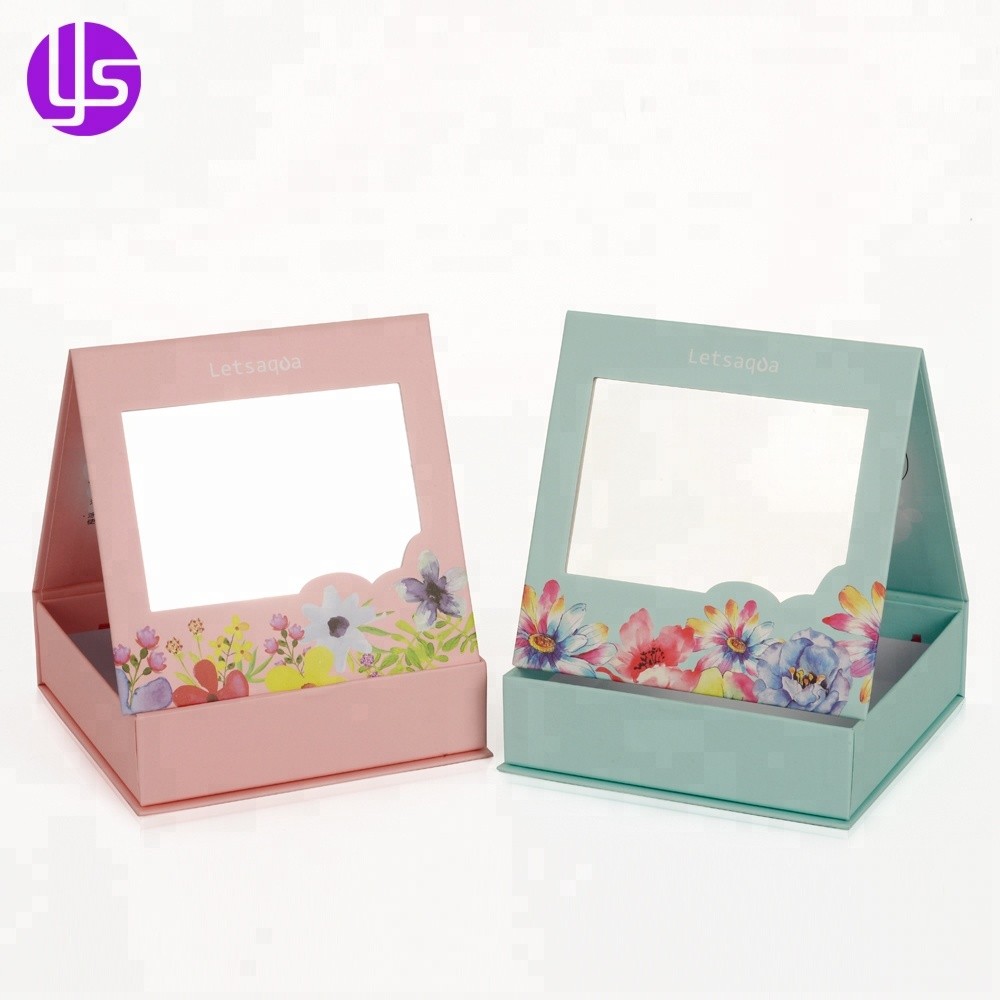 Kleine individuelle Logo-handgefertigte Luxus-Geschenkbox aus starrem Karton mit Magnetverschluss und Spiegel