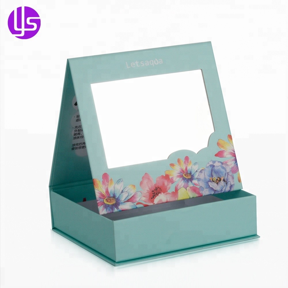 Небольшой индивидуальный логотип ручной работы из жесткого картона с магнитной застежкой, роскошная бумажная подарочная коробка с зеркалом