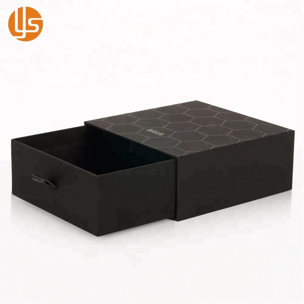 2019 Design Luxury UV Black Drawer Style Custom Gift Packing Box