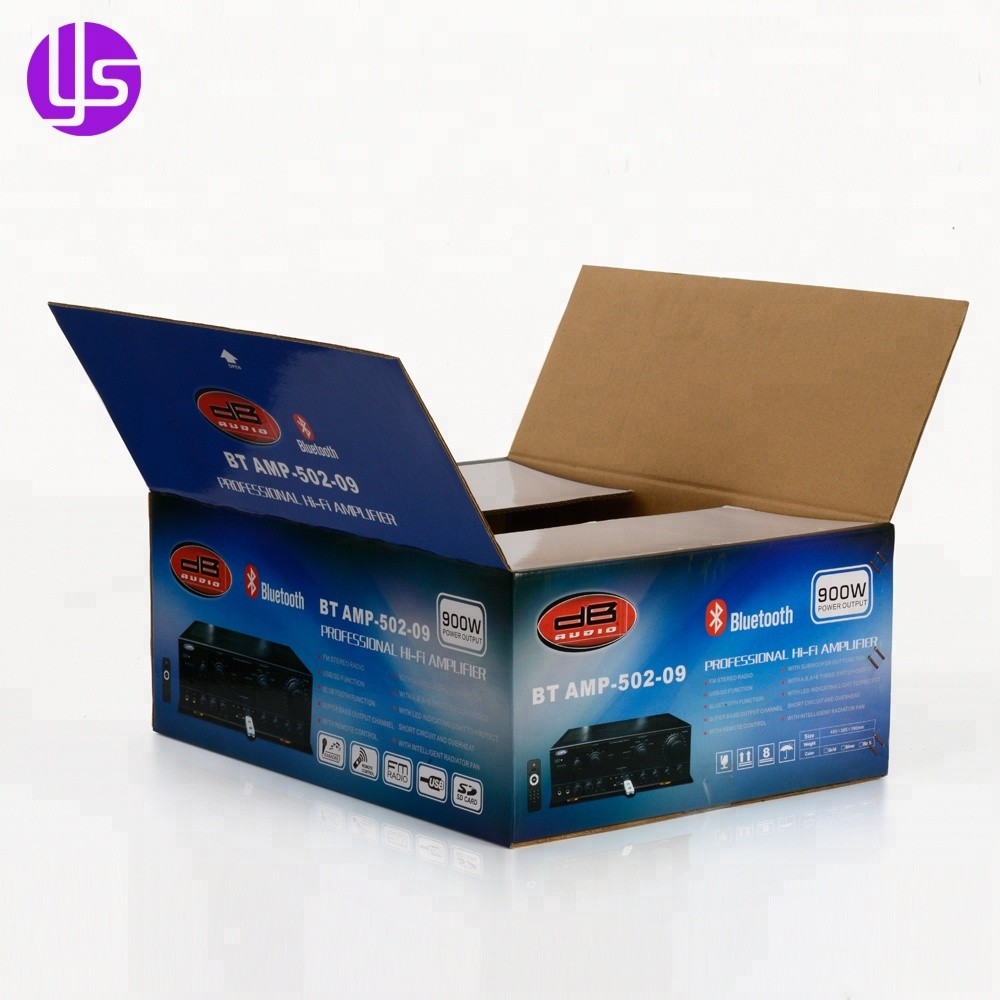 Caja de embalaje de envío de productos de electrodomésticos, cartón de doble pared exterior con impresión en color personalizada, papel corrugado