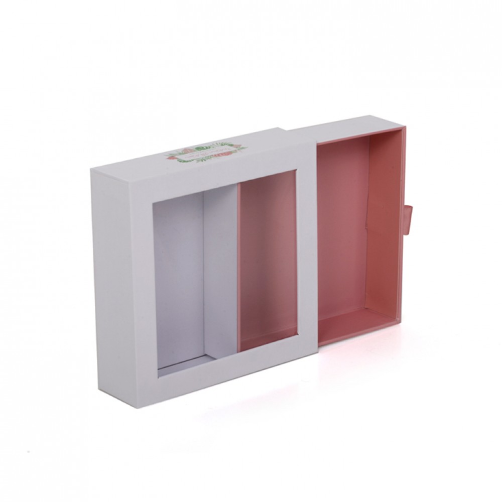 Custom Colorful Printing Cardboard Sliding Drawer Gift box With PVC Window
