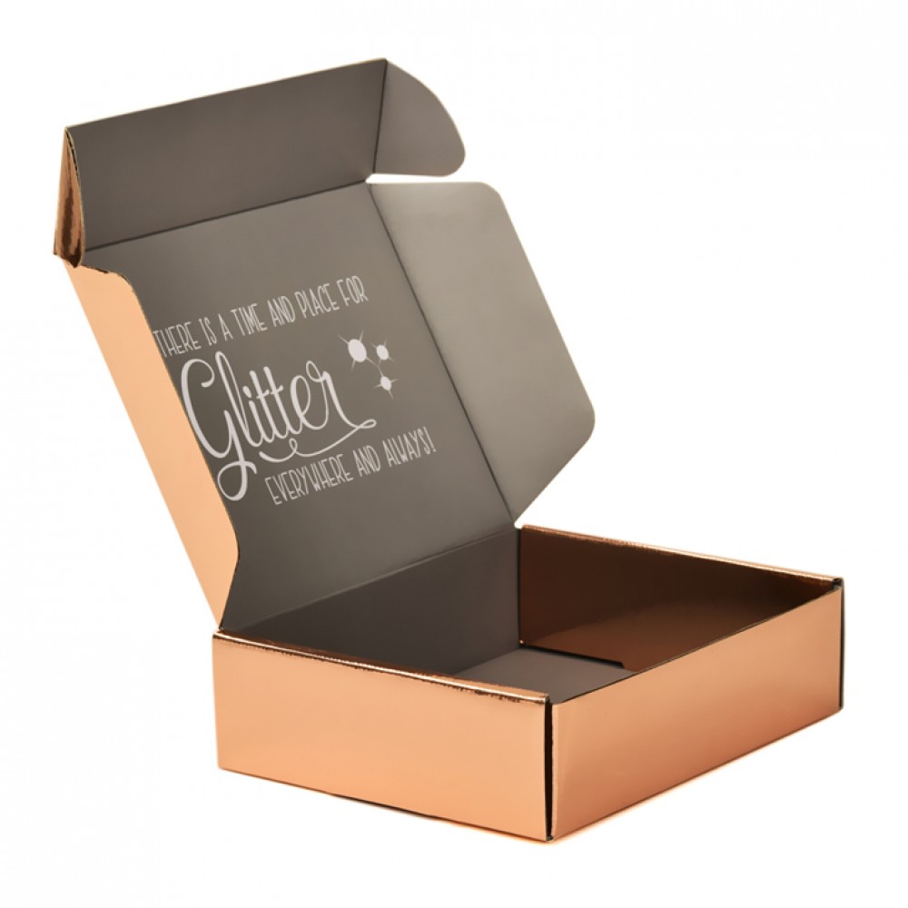 Kundenspezifische metallisierte Papierboxen aus Roségold, die eine metallische Box verpacken