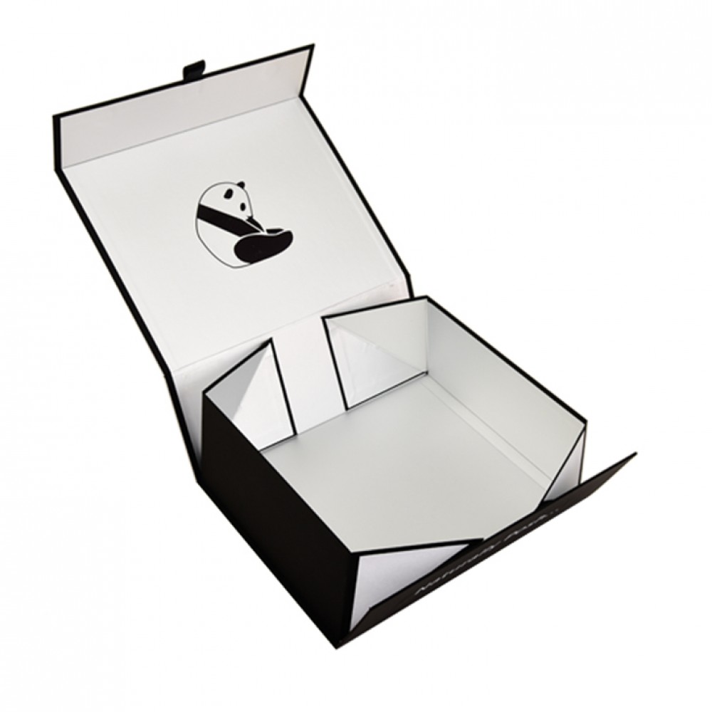 Flat Pack Magnetic Square Hat Box Packaging / Baseball Cap Packaging Box In Matt Black
