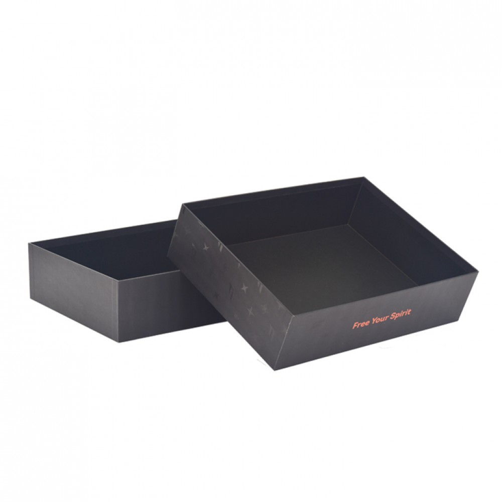 Custom Luxury  Black Paper Boxes For Clothes / Box Packaging Clothing Shirts Box With Logo
