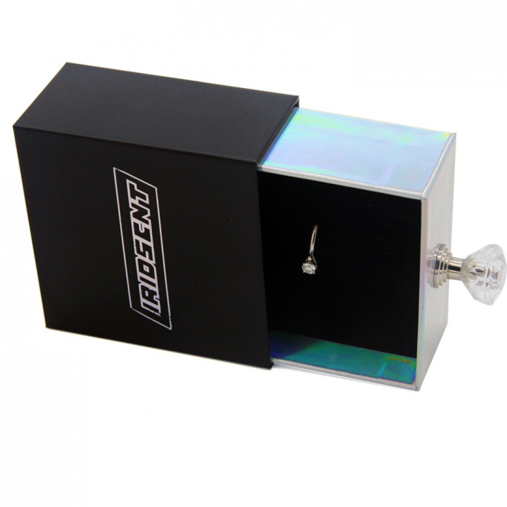 Изготовленная на заказ роскошная голографическая бумага для упаковки обручальных колец, подарочная коробка для ювелирных изделий, бархатные коробки для колец