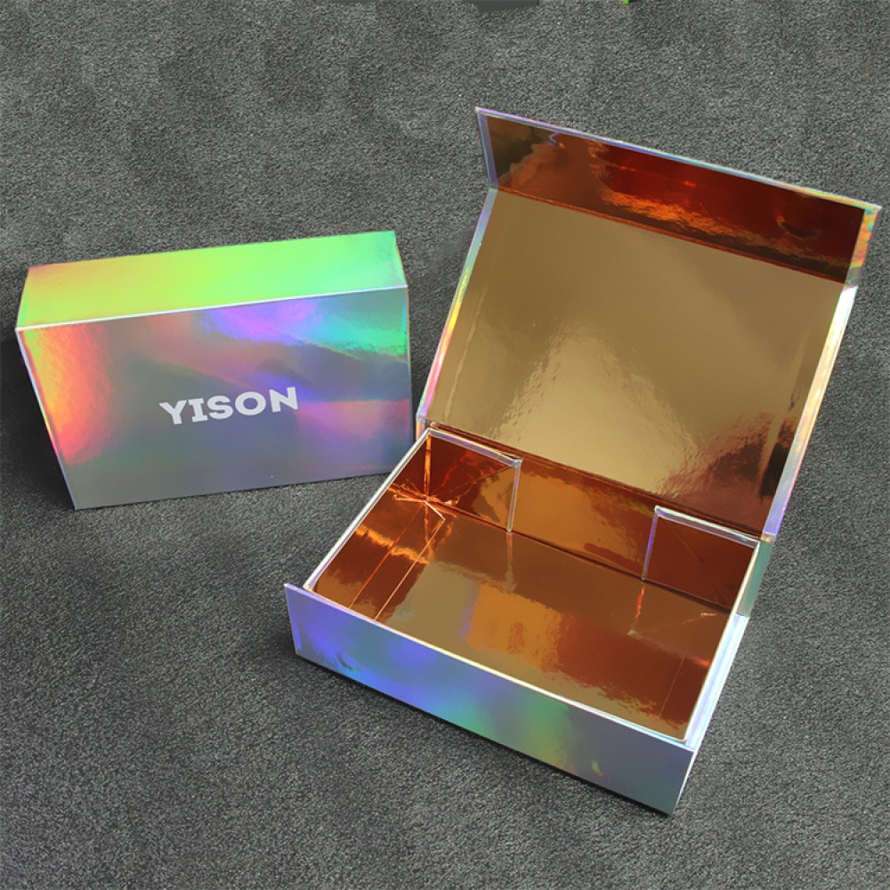 The latest popular custom rose gold cosmetic packaging holographic gift box