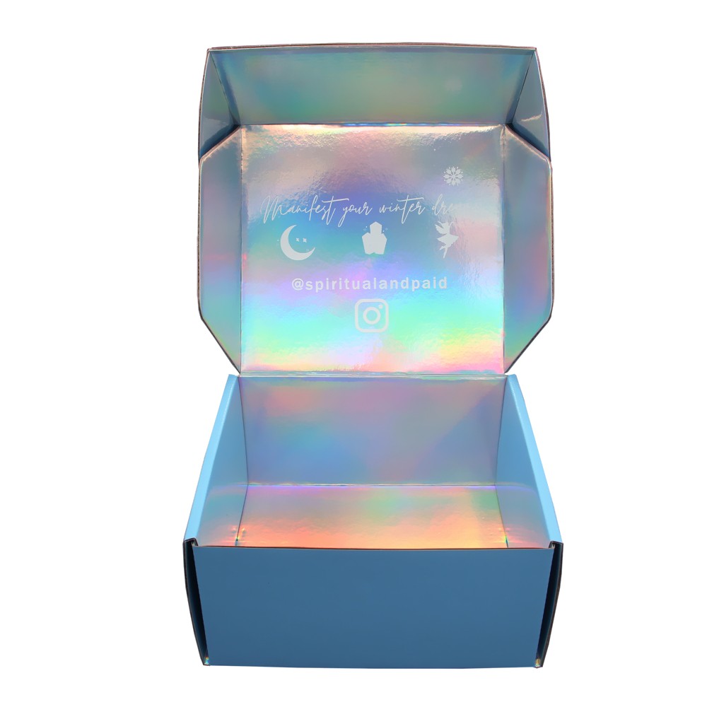 Индивидуальная голограмма, переливающаяся лазерным отражением, гофрированная УФ-логотип, упаковка, почтовая голографическая коробка