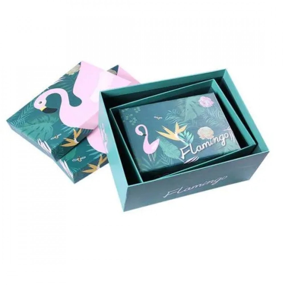 Custom brand cardboard paper wedding favor packaging flamingo pattern gift box