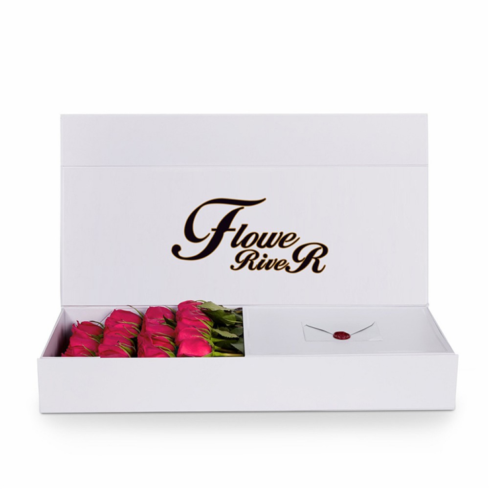 Роскошная прямоугольная картонная бумага, магнитная подарочная упаковка с черным цветком, коробка Delux