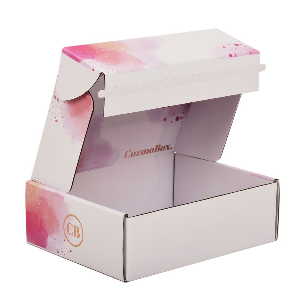 White custom logo transportation shipping mailing boxes with tear off zipper