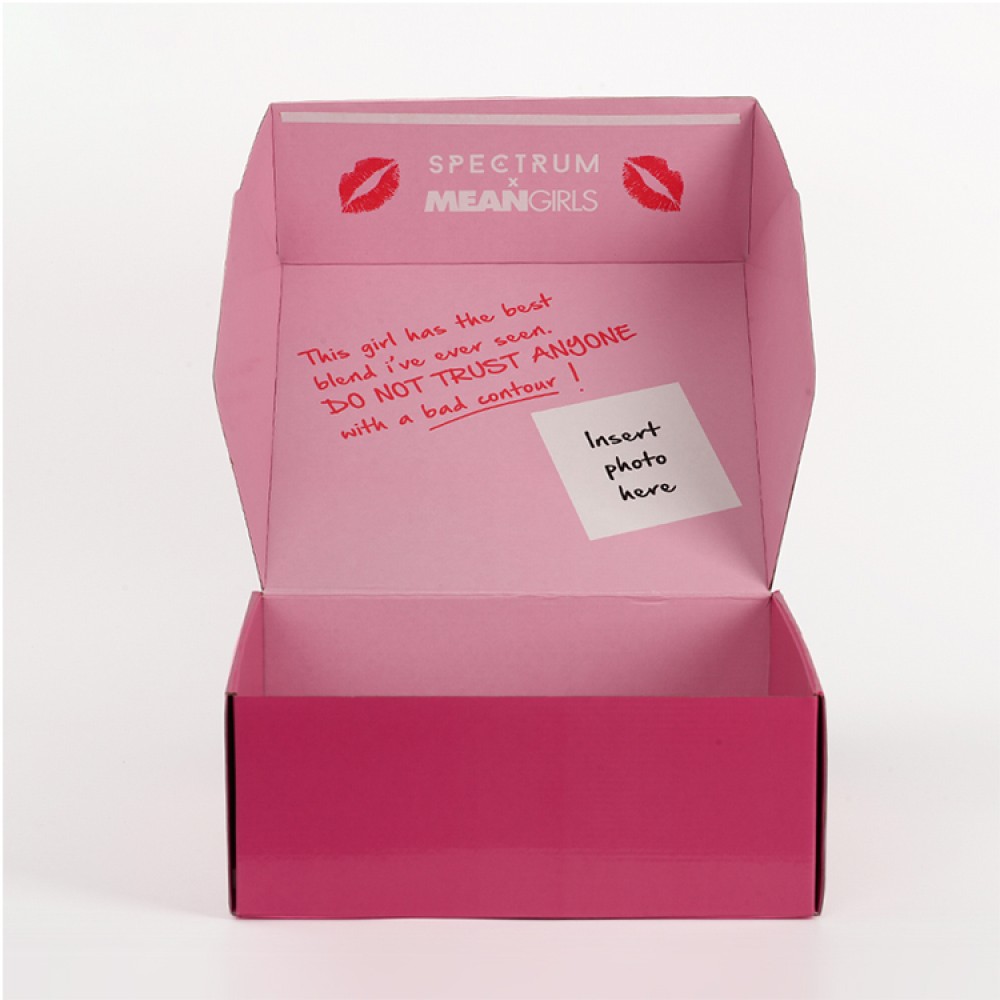 Custom corrugated shipping pink pr subscription mailer box