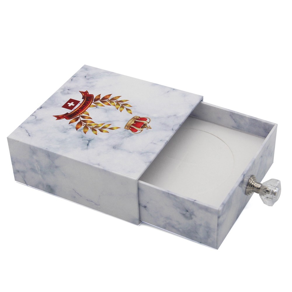 Изготовленная на заказ картонная белая мраморная бумажная шкатулка для драгоценностей