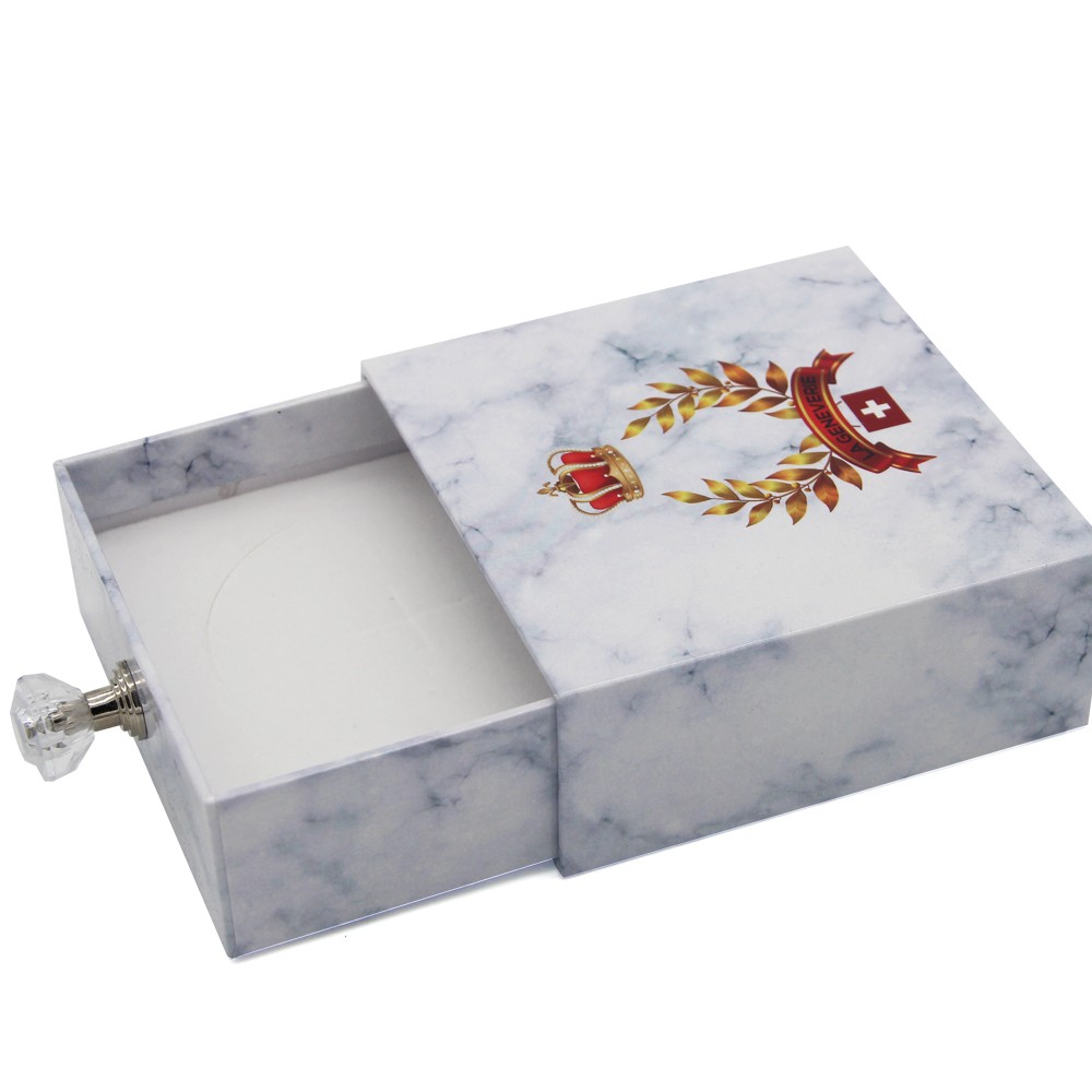 Изготовленная на заказ картонная белая мраморная бумажная шкатулка для драгоценностей