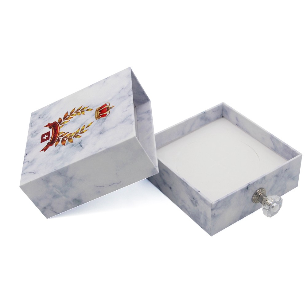 Custom cardboard white marble drawer paper jewelry box