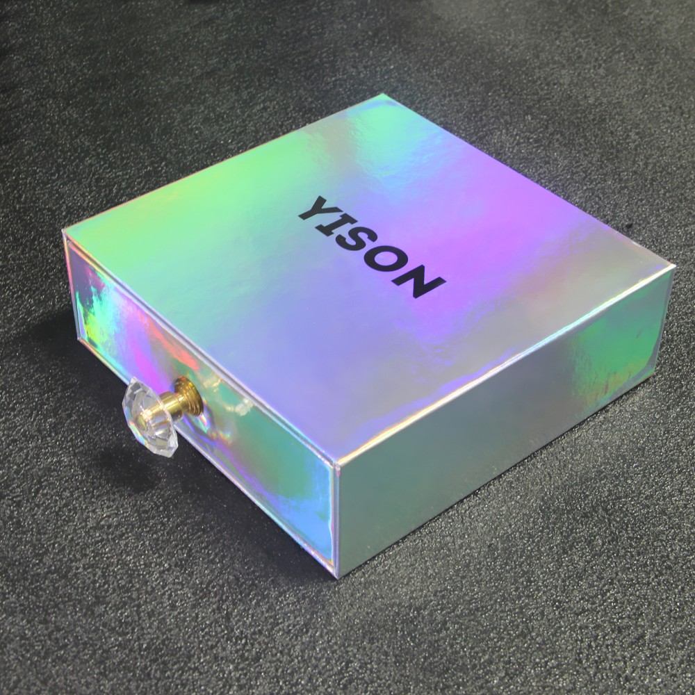 Custom luxury holographic cardboard sliding drawer wallet purse belt packaging box