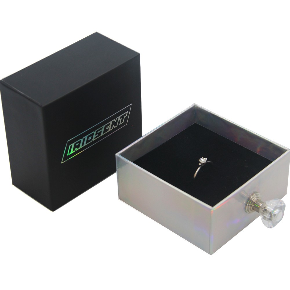 Custom cardboard drawer ring box with eva insert
