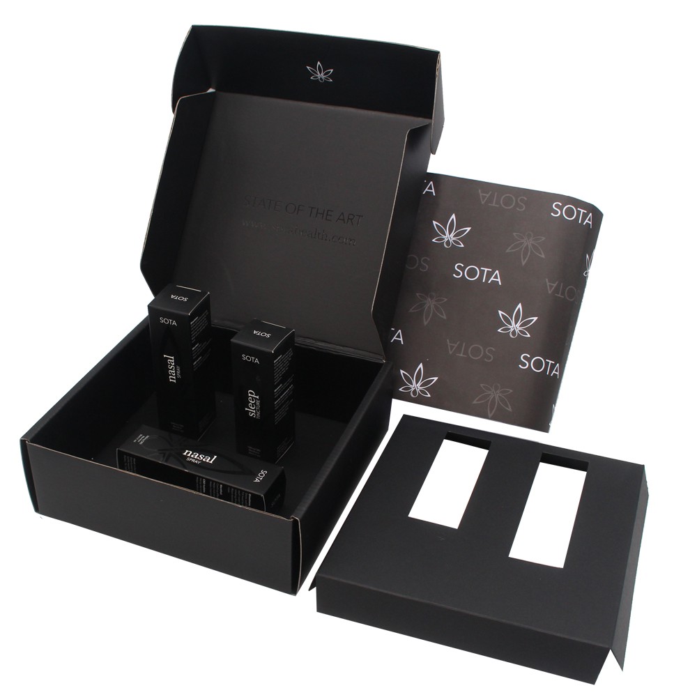 Изготовленная на заказ черная косметическая упаковочная коробка, набор для макияжа, бумажная коробка