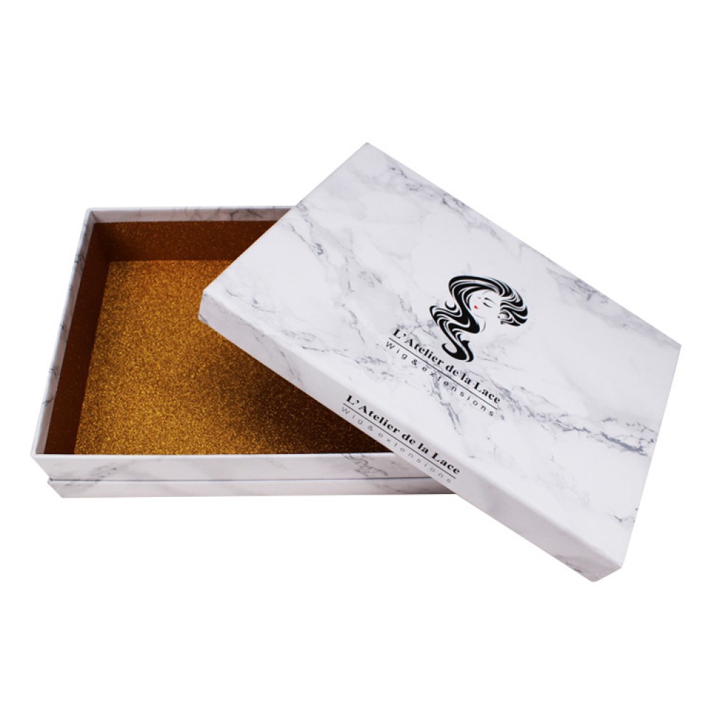 Custom Logo Paper Hair Packaging Marble Wig Boxes