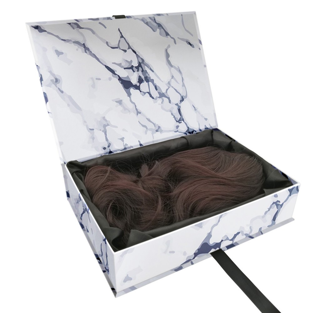 Caixas de peruca de mármore para embalagem de cabelo com logotipo personalizado