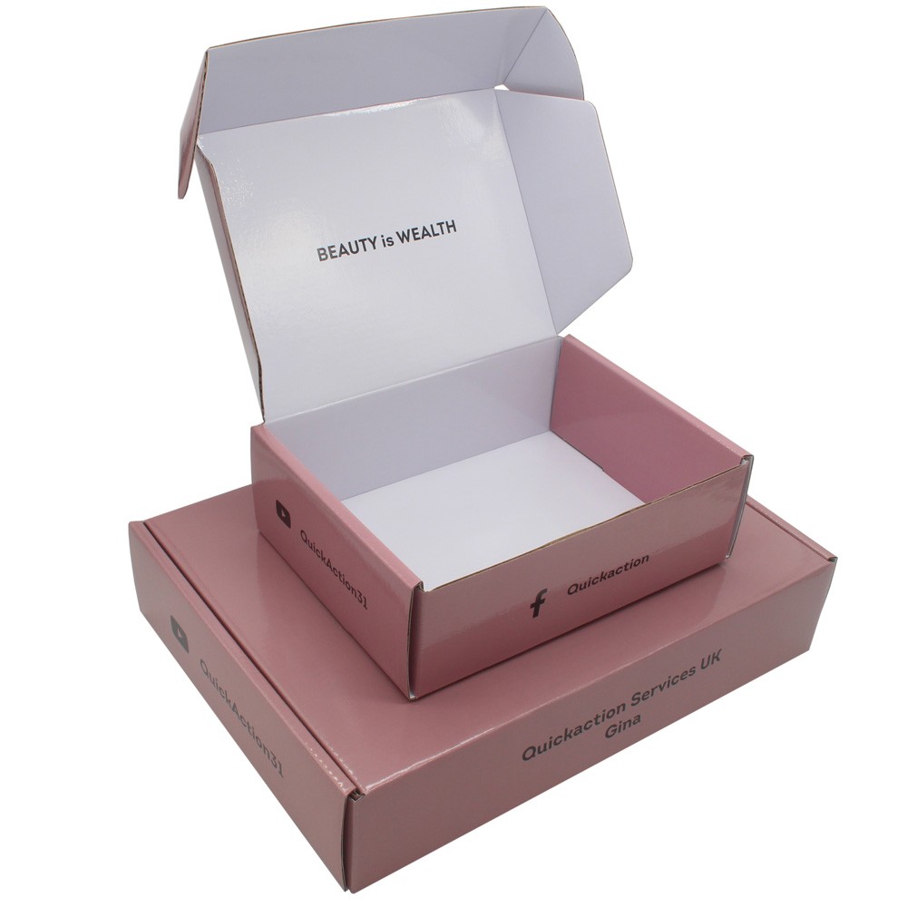 Glossy paper packaging mailer box with logo