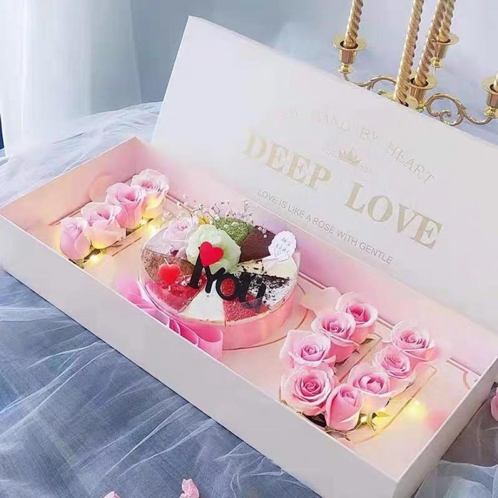 Luxury Custom Cardboard I Love You Rose Boxes Packing Flower Box