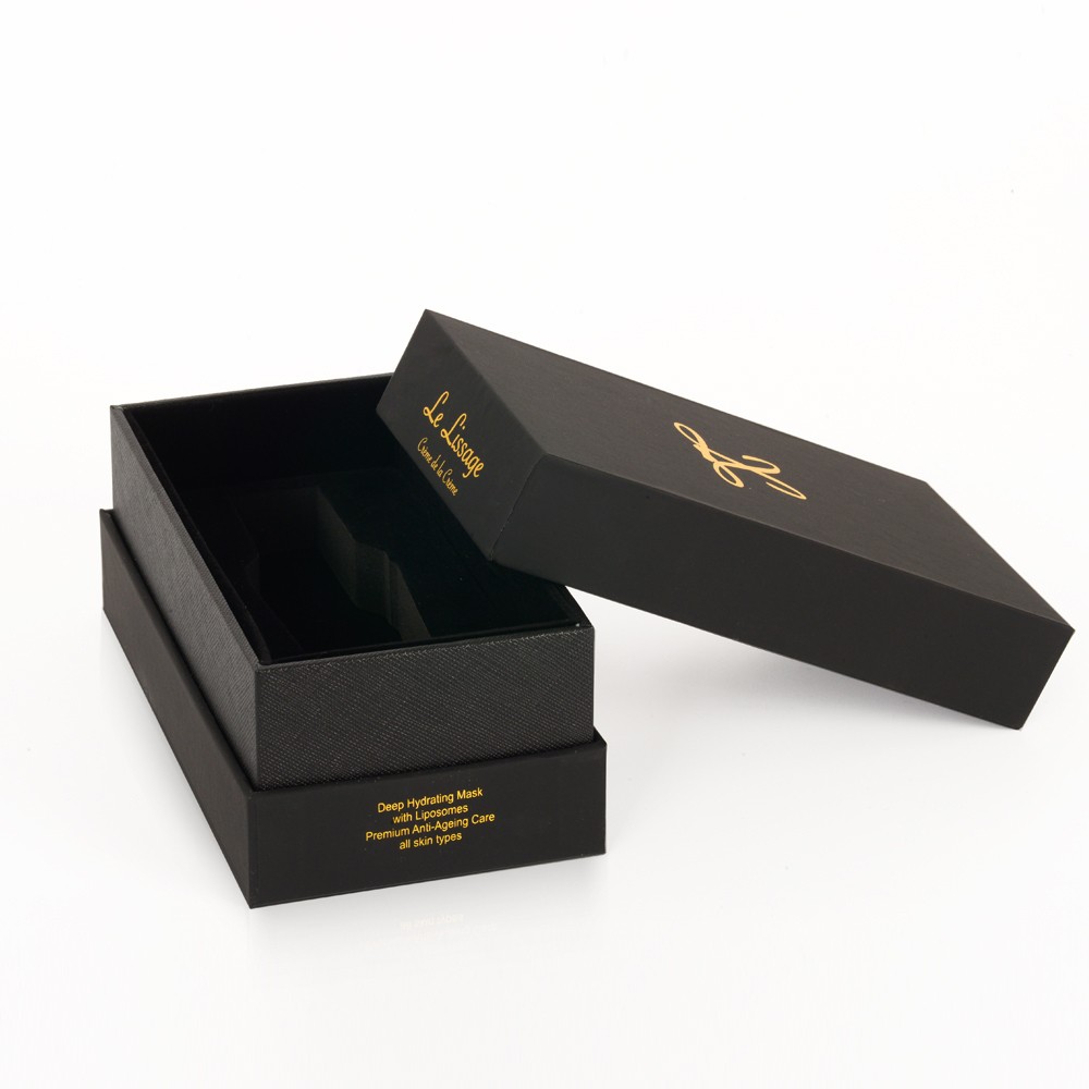 Подгонянная коробка черного подарка картона косметическая упаковывая для косметики