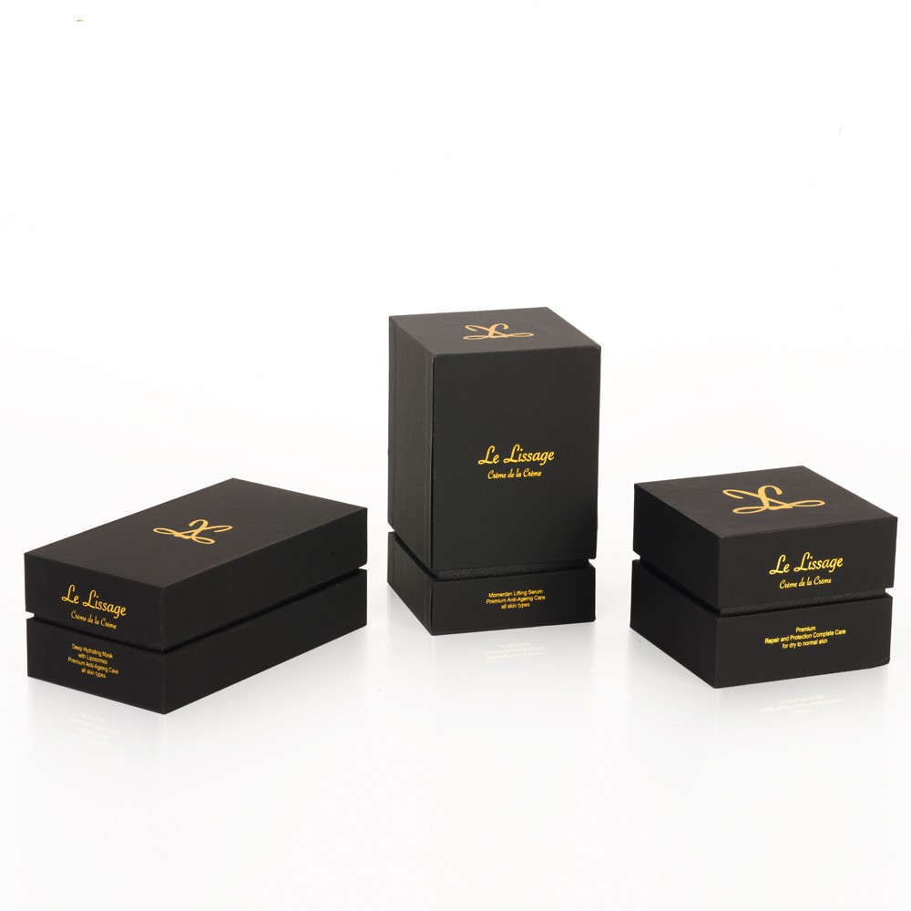 Подгонянная коробка черного подарка картона косметическая упаковывая для косметики