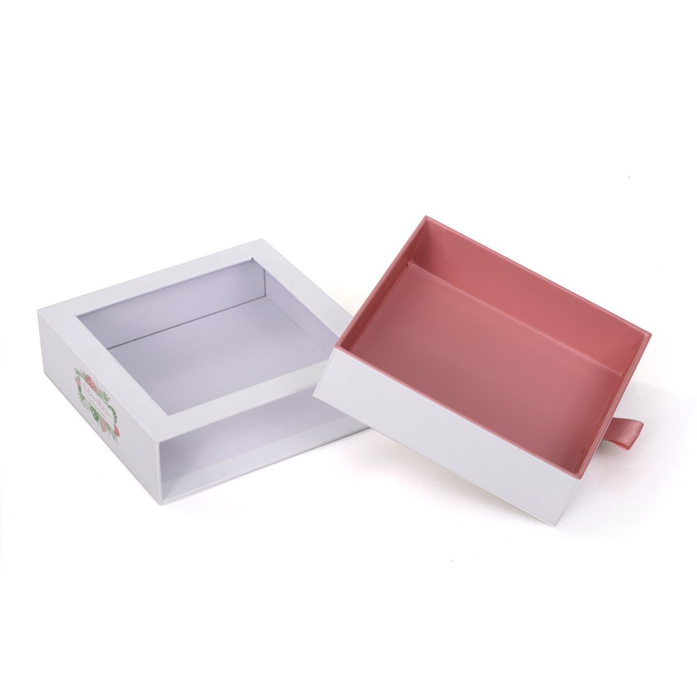 Pink Drawer Sliding Gift Box With Clear Window