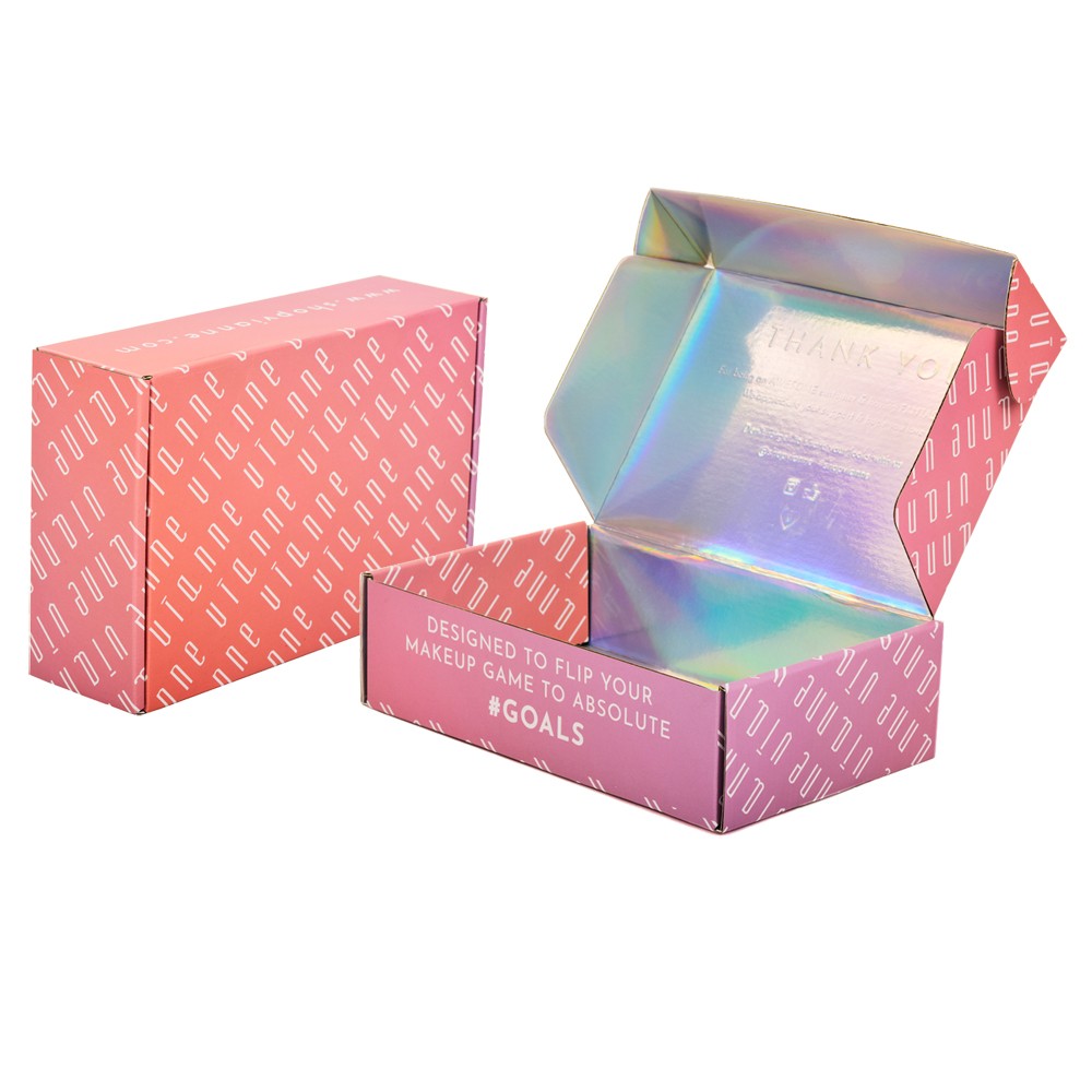 Custom Small 3D Holographic Packaging Shipping Pink Mailer Boxes