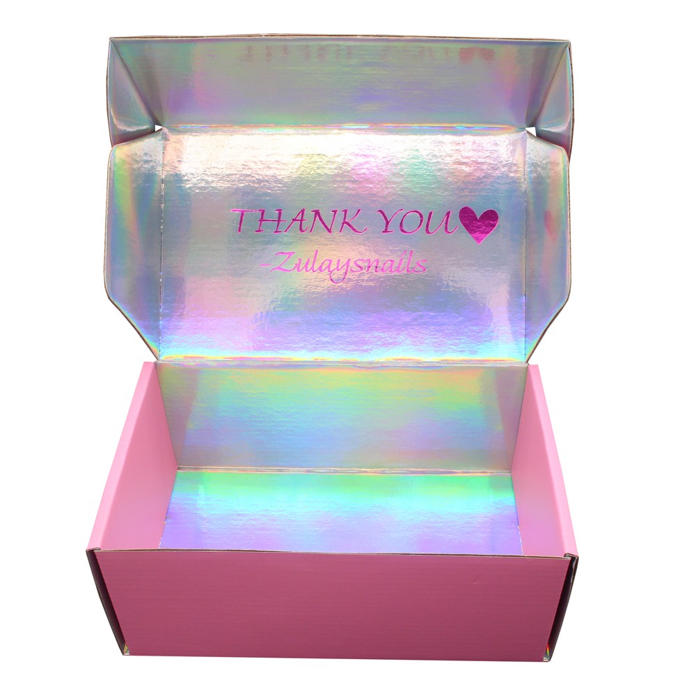 Customised cosmetic packaging pr boxes holographic mailer shipping box