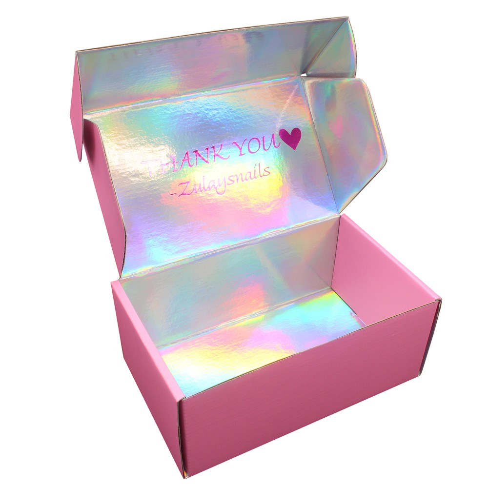 Customised cosmetic packaging pr boxes holographic mailer shipping box