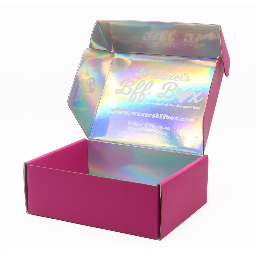 Pink holographic paper mailer box