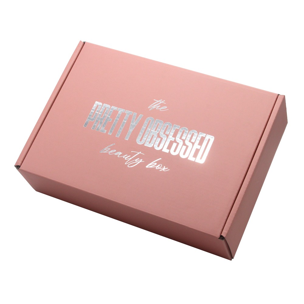 Custom pink mailer box with gold stamping logo