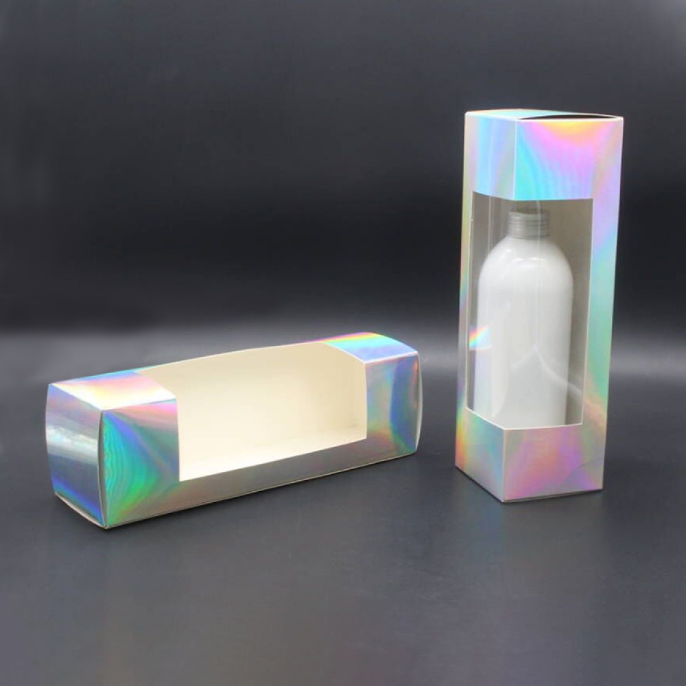 Holographic water bottle tumbler packaging box with window