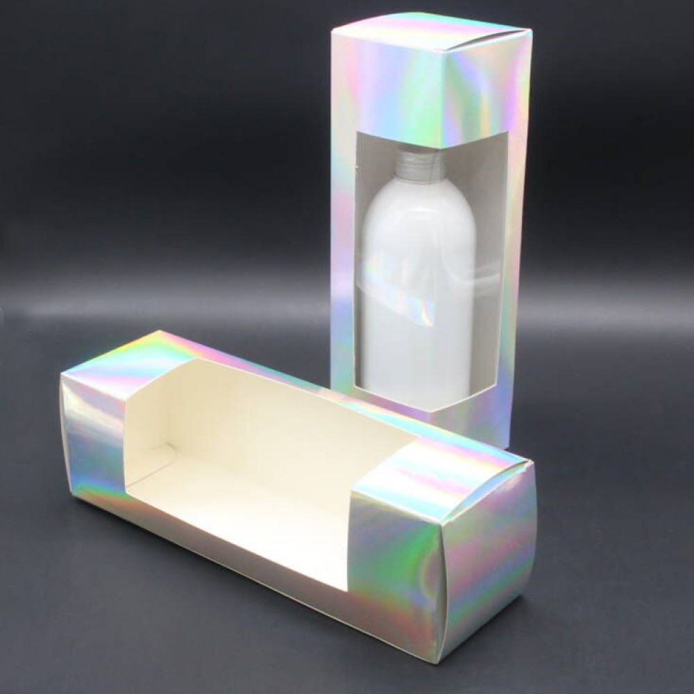 Holographic water bottle tumbler packaging box with window