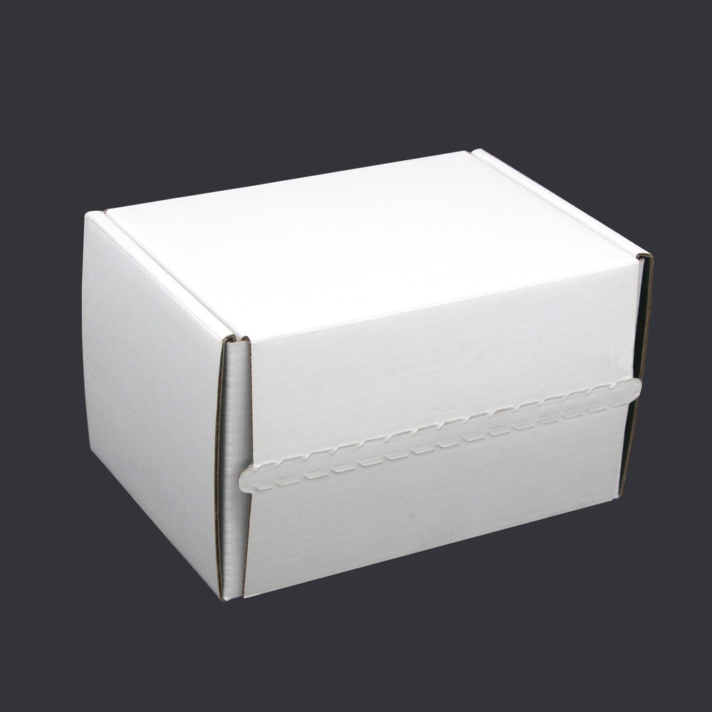 Отрывная транспортировочная коробка белого цвета с индивидуальным логотипом