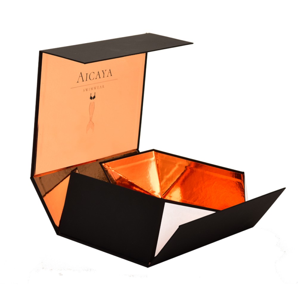 Personalized black rose gold color custom packaging presentation box